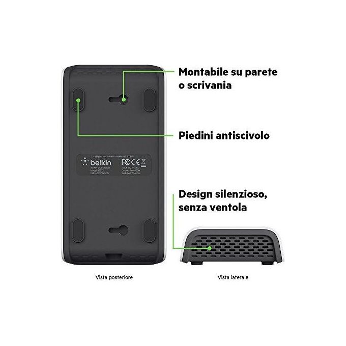 Belkin Rockstar 10 Porte Caricabatterie 120W 2,4A Bianco