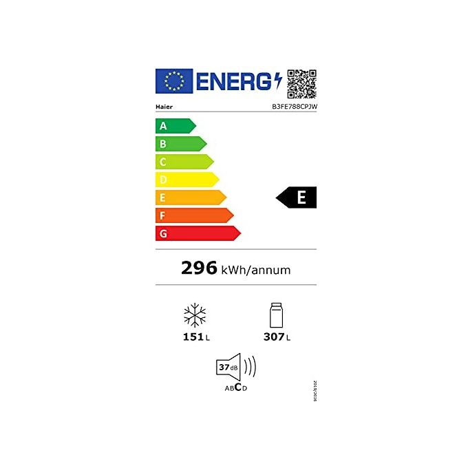 Haier B3FE788CPJW Serie 7 Frigorifero 4 Porte French Door 458 L 191 cm Classe E 37 dB Total No Frost colore Inox