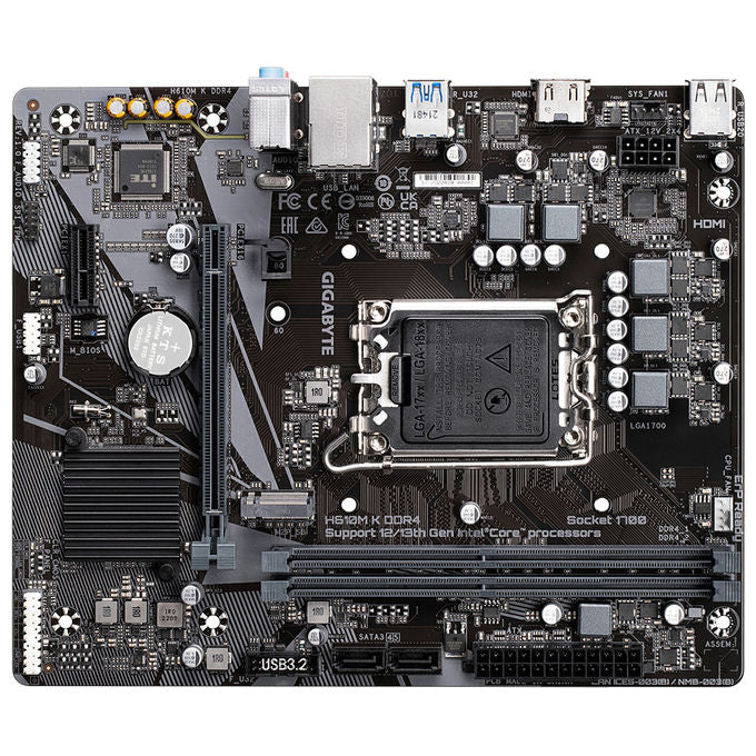 Gigabyte H610M K DDR4 Scheda madre Intel H610 Express LGA 1700 2x DIMM DDR4 fino a 3200MHz 1x M.2 2x SATA USB 3.2 Gen 1 LAN Gigabit colore Marrone