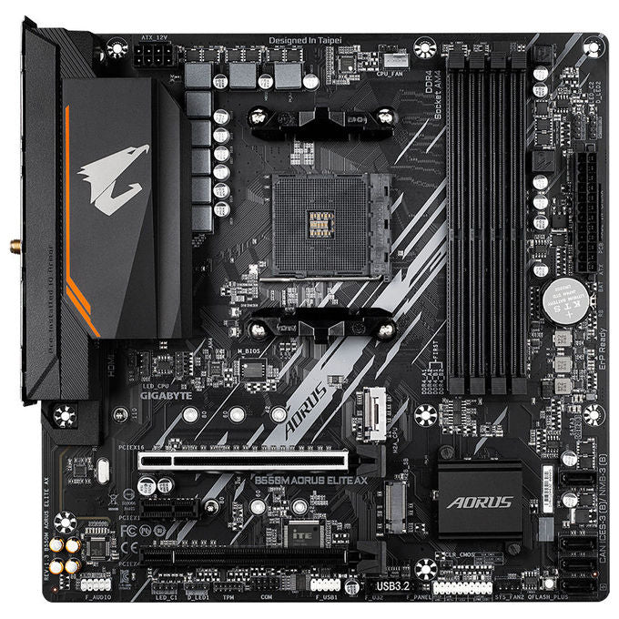Gigabyte B550M AORUS ELITE AX Scheda madre Micro ATX per AMD AM4 DDR4 fino a 4733 MHz OC PCIe 4.0 M.2 Wi-Fi 6E Bluetooth 5.3 RGB Fusion 2.0 colore Nero