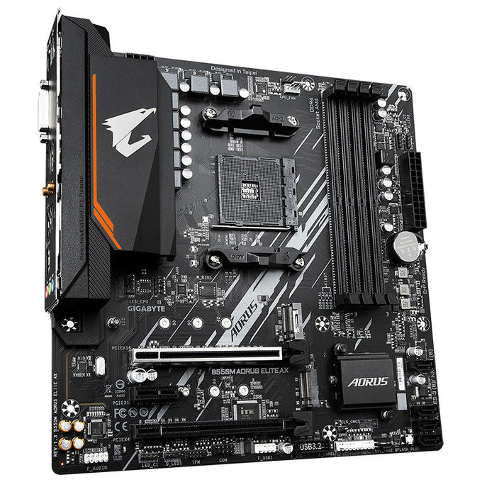 Gigabyte B550M AORUS ELITE AX Scheda madre Micro ATX per AMD AM4 DDR4 fino a 4733 MHz OC PCIe 4.0 M.2 Wi-Fi 6E Bluetooth 5.3 RGB Fusion 2.0 colore Nero