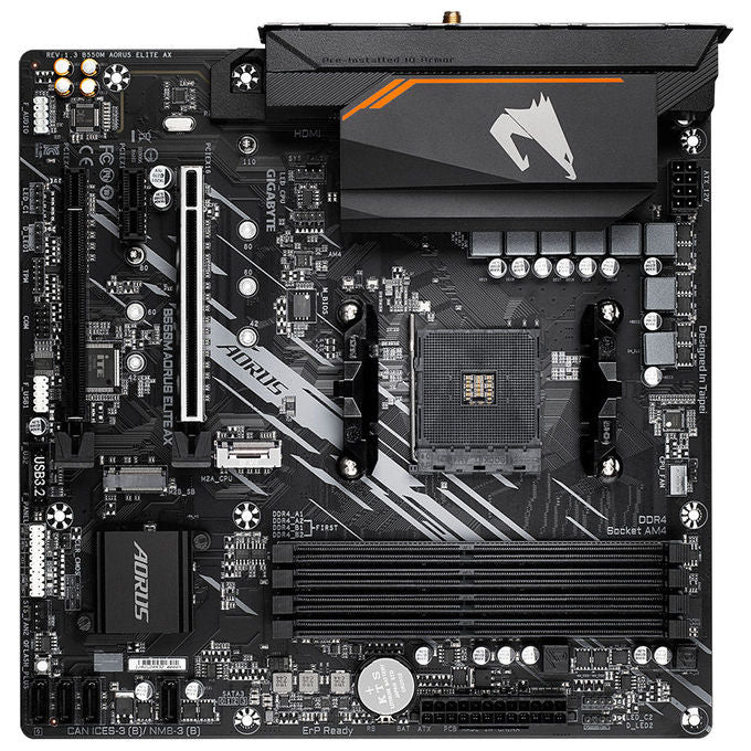 Gigabyte B550M AORUS ELITE AX Scheda madre Micro ATX per AMD AM4 DDR4 fino a 4733 MHz OC PCIe 4.0 M.2 Wi-Fi 6E Bluetooth 5.3 RGB Fusion 2.0 colore Nero