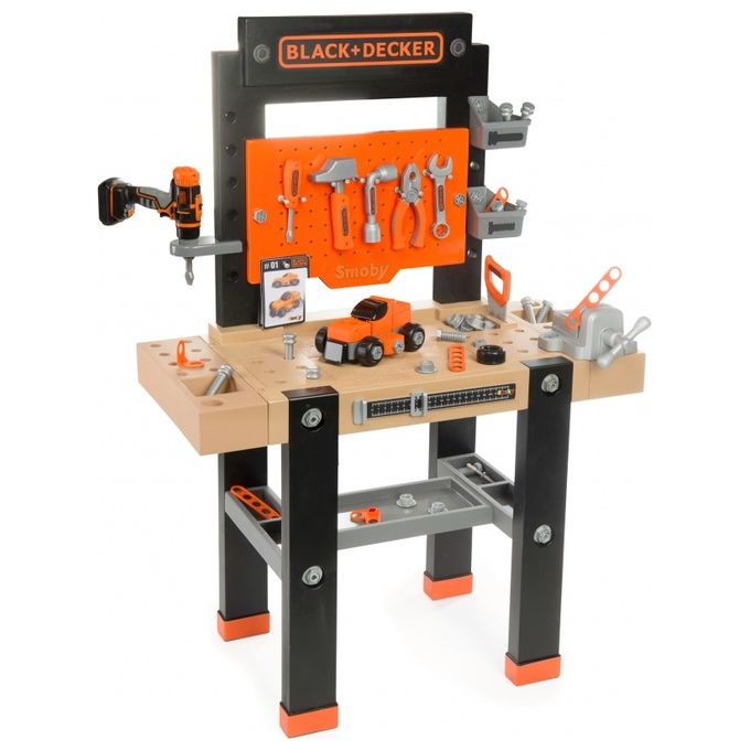 Smoby 360740 Bricolo Center Banco da Lavoro per Bambini con 95 Accessori e 7 Strumenti colore Nero