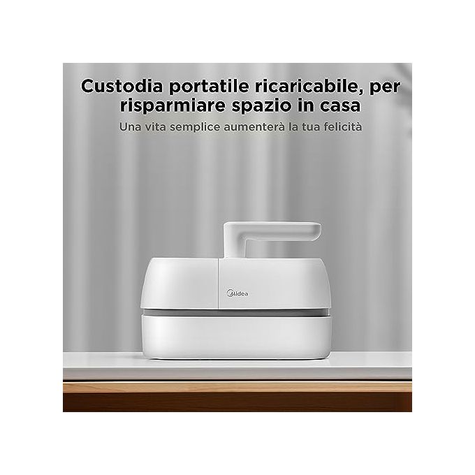 Midea MMC1921WG Aspirapolvere Battitappeto Antiacaro Ciclonico 0,35 L 110 W autonomia 20 min UV 78 dB colore Bianco Grey