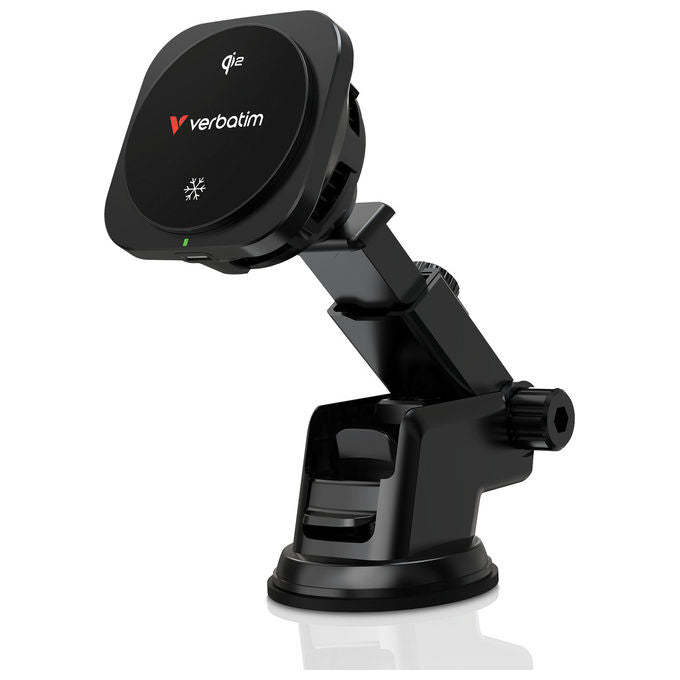 Verbatim 31861 Charge 'n' Drive Qi2 Caricatore Wireless Auto fino a 15W con Sistema di Raffreddamento Ice Cooling colore Nero