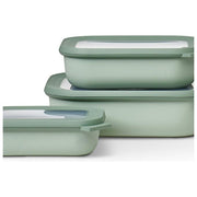 Mepal 8720294018780 Cirqula Set di Ciotole Rettangolari con Coperchio 750 1500 3000 ml Ermetico Microonde e Lavastoviglie BPA Free colore Nordic Sage