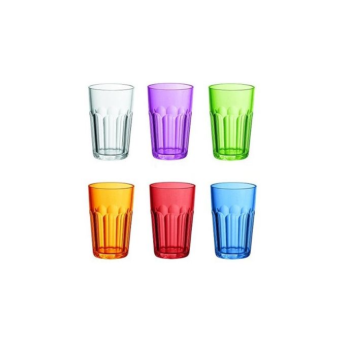 Guzzini 07230652 Happy Hour Set di 6 Bicchieri Alti 420 cc Diametro 8 cm Altezza 12 cm Colore Multicolore
