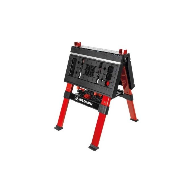 Holzmann WST100SOLID Banco da Lavoro Pieghevole con Morsetti di Serraggio e Vano Porta Attrezzi Carico Massimo 200 Kg colore Nero