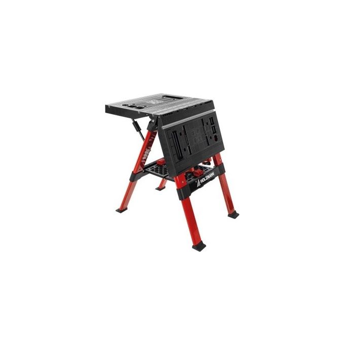 Holzmann WST100SOLID Banco da Lavoro Pieghevole con Morsetti di Serraggio e Vano Porta Attrezzi Carico Massimo 200 Kg colore Nero