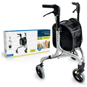 Weinberger 02217 Rollator in Alluminio a 3 Ruote Pieghevole con Maniglie Ergonomiche e Freni di Stazionamento colore Argento