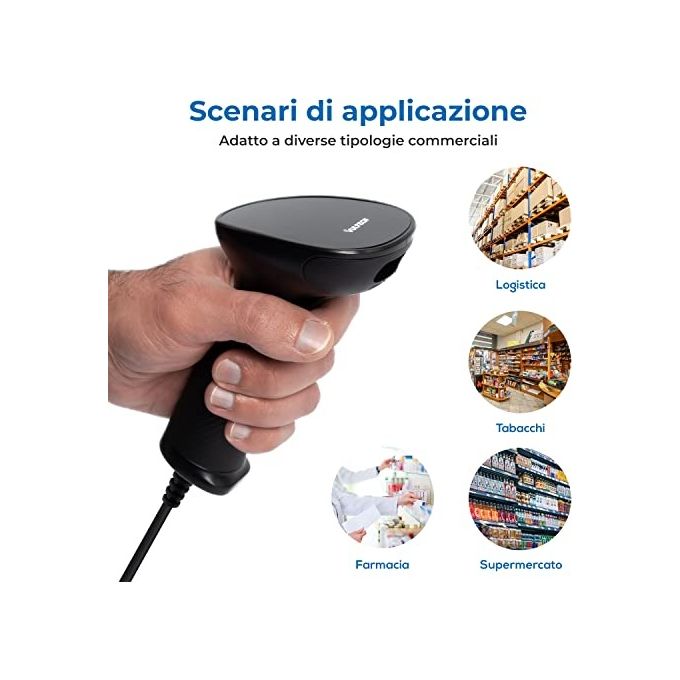 Vultech BC-07M Lettore di codici a barre portatile 1D 2D USB sensore CMOS 640x480 colore Nero