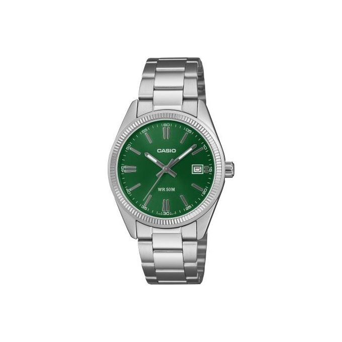 Casio UTP-1302PD-3A1VEF Orologio da Polso Quarzo Analogico con Datario Acciaio Inossidabile Quadrante Verde colore Silver
