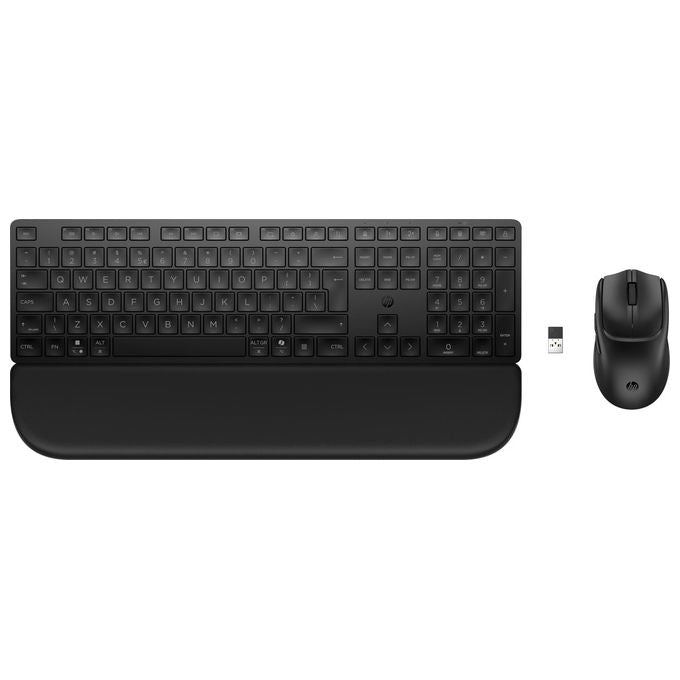 HP 580C Combinazione Tastiera e Mouse Multidispositivo Dual Mode Wireless con Poggiapolsi e Tasti Silenziosi colore Nero