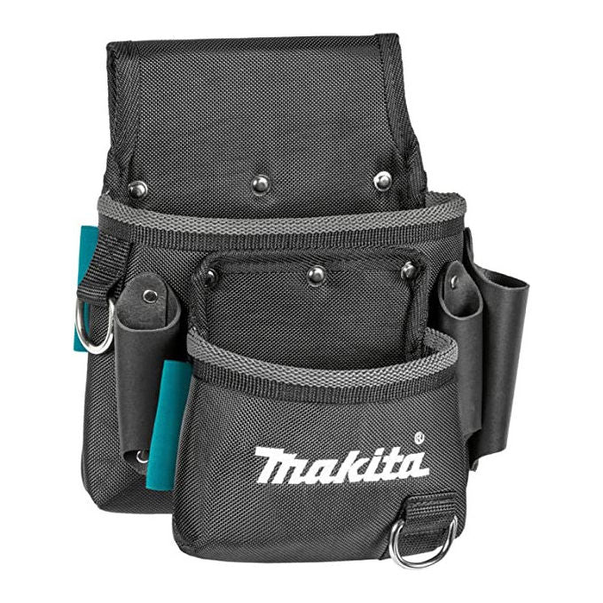 Makita E-15198 Borsa per Installatori con 2 Tasche e 4 Passanti Elastici colore Nero Grigio Verde