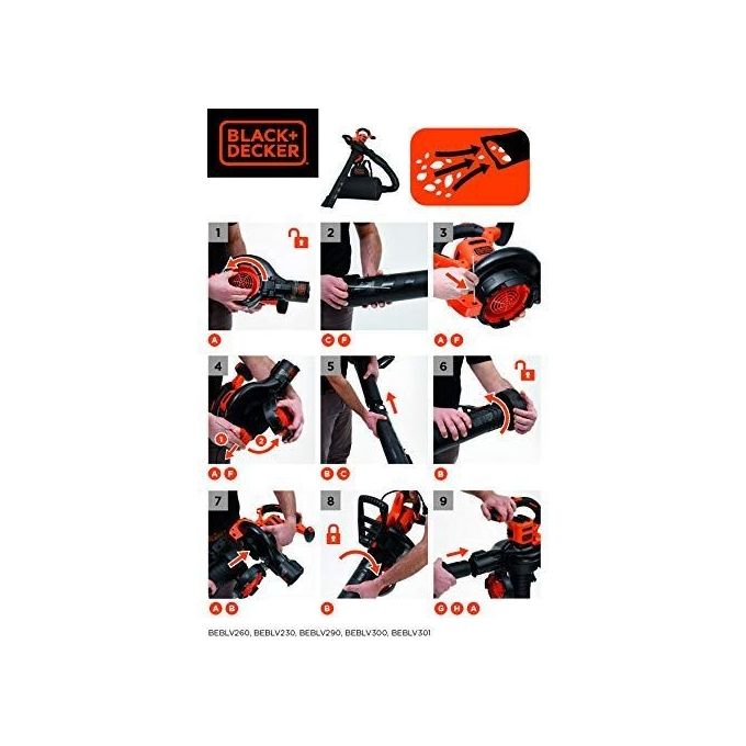 Black+Decker Soffiatore Trituratore 3000W Beblv300-Qs per Efficienza e Potenza nella Cura del Giardino