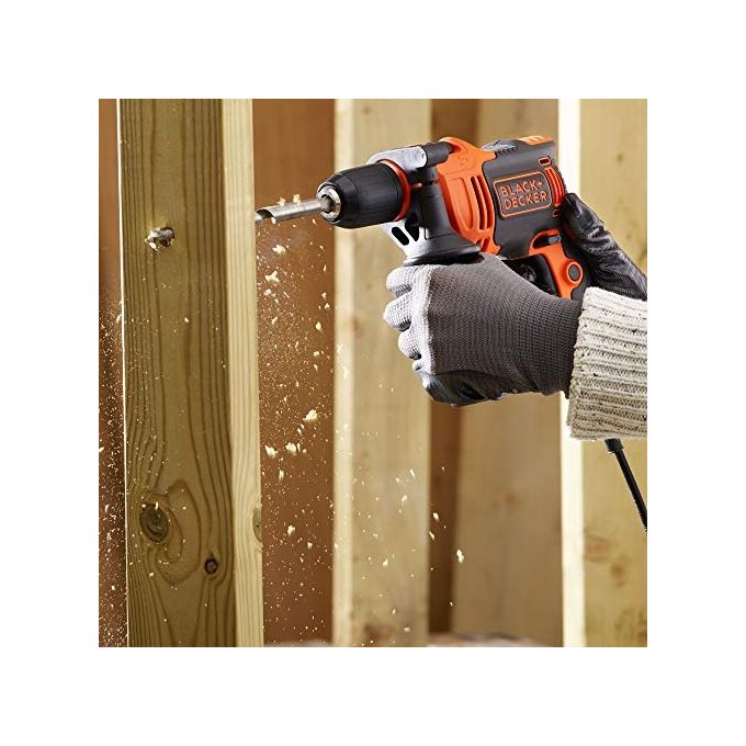 Black+Decker Trapano Percussione 2 Velocita' Meccaniche 710W Mandrino Autoserrante con Valigetta e Accessori