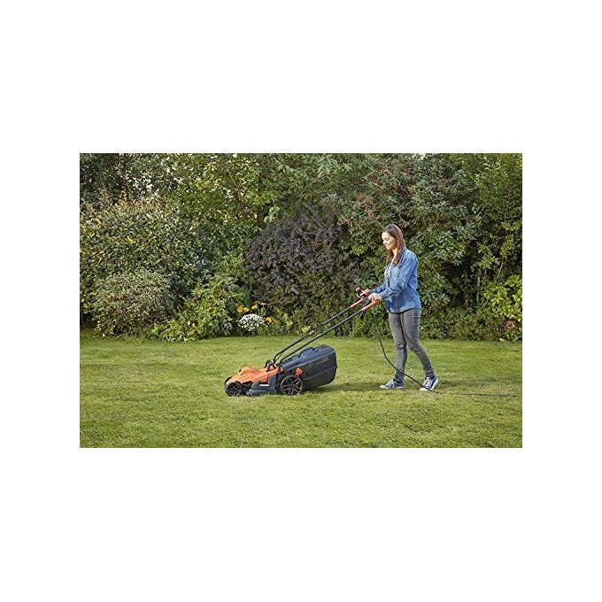 Black+Decker Tosaerba Elettrico 1400W Lama 34cm con Telaio Polypropilene e Impugnatura Bike