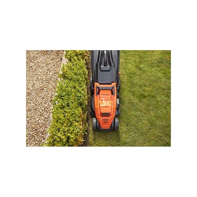 Black+Decker Tosaerba Elettrico 1400W Lama 34cm con Telaio Polypropilene e Impugnatura Bike