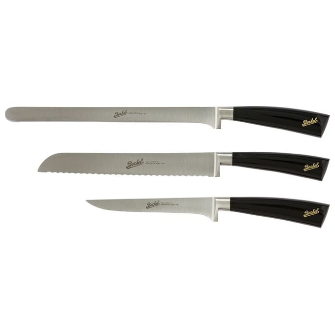 Berkel Elegance Coltello da Cucina Lucido Nero Set da Prosciutto 3 Pezzi