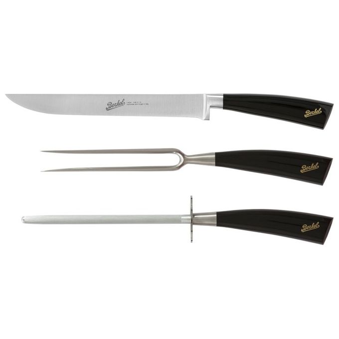 Berkel Elegance Coltello da Cucina Lucido Nero Set per Arrosti 3 Pezzi