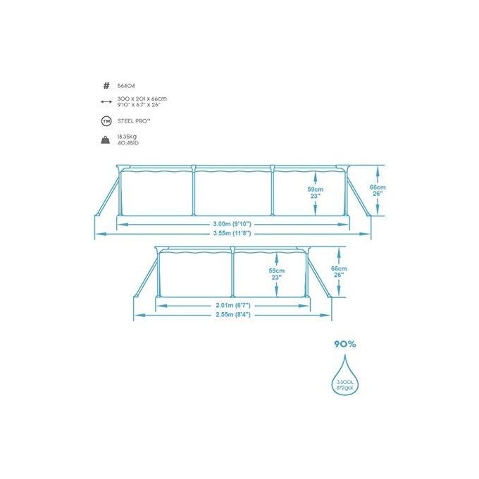 Bestway Piscina Frame Rettangolare 1C 300X201 H 66