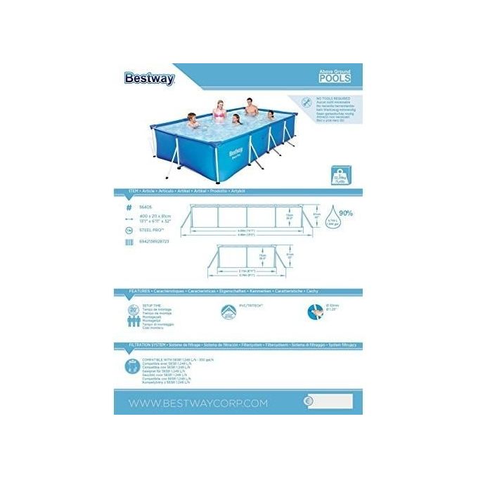 Bestway 56405 Piscina Frame Rettangolare 400X211 H 81