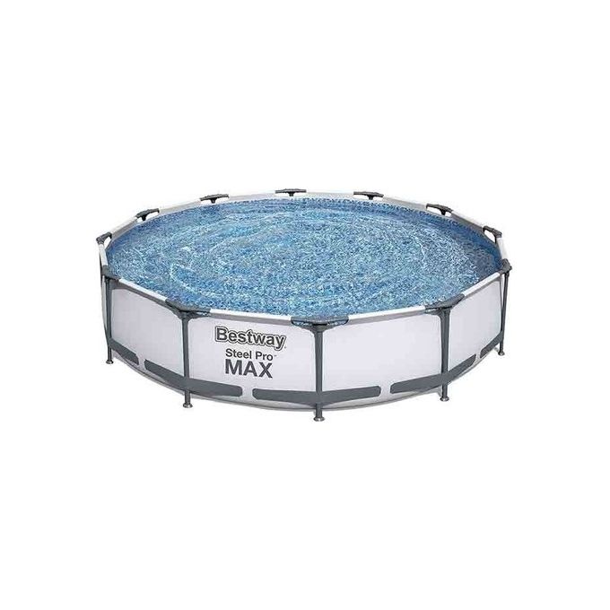 Bestway 56416 Steel Pro MAX Piscina Fuori Terra Rotonda 366x76 cm Capacita' 6473 L con Pompa Filtro a Cartuccia Tipo I colore Grigio