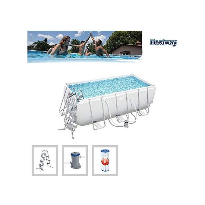 Bestway 56456 Power Steel Piscina Fuori Terra Rettangolare 412x201x122 cm 8124 L con Pompa Filtro