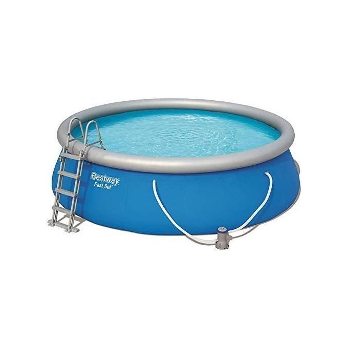 Bestway Piscina Fast Set Tonda Gonfiabile con Filtro Inclusa 457X122 cm Capacita' 13807 Litri Installazione Veloce E Materiale Resistente