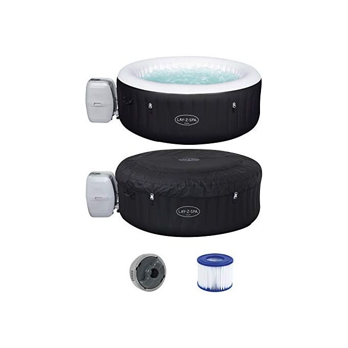 Bestway 60001 Lay-Z-Spa Miami AirJet Piscina Idromassaggio Gonfiabile 180x66 cm 4 Persone 40°C Freeze Shield colore Nero