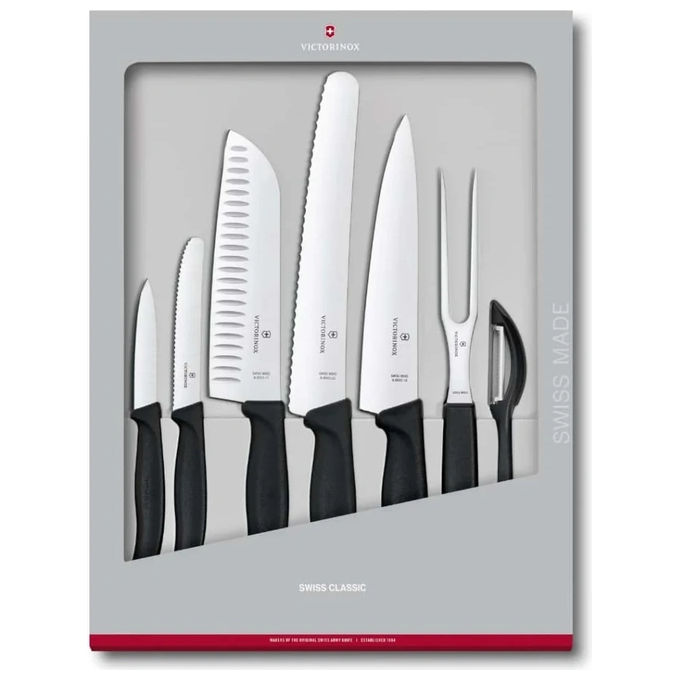 Victorinox 6.7133.71G Swiss Classic Set Coltelli da Cucina 7 Pezzi Acciaio Inossidabile Manici Ergonomici colore Nero