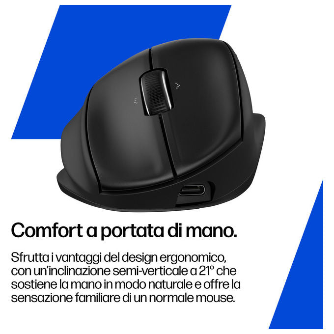 HP BH0Z4AA#ABB Mouse Ergonomico Tilt MSE 720M Wireless Nero