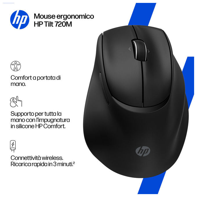 HP BH0Z4AA#ABB Mouse Ergonomico Tilt MSE 720M Wireless Nero