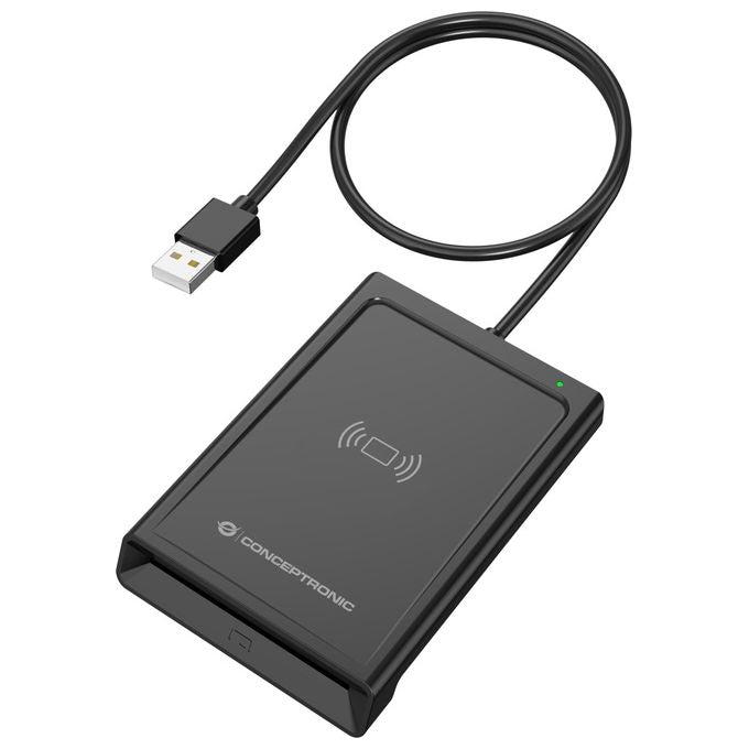 Conceptronic BIAN11B lettore di smart card dual interface, USB 2.0, NFC contactless, plug and play, nero