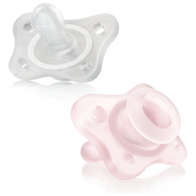 Chicco 8058664175246 PhysioForma Minisoft Succhietto Neonato 0-2 Mesi in Silicone con Finitura SOFT SENSE e Apertura sul Retro colore Azzurro