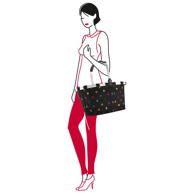 Reisenthel BK7009 Carrybag Cestino per la spesa 22 l Pieghevole con Tasca Zip Struttura in Alluminio colore Punti neri
