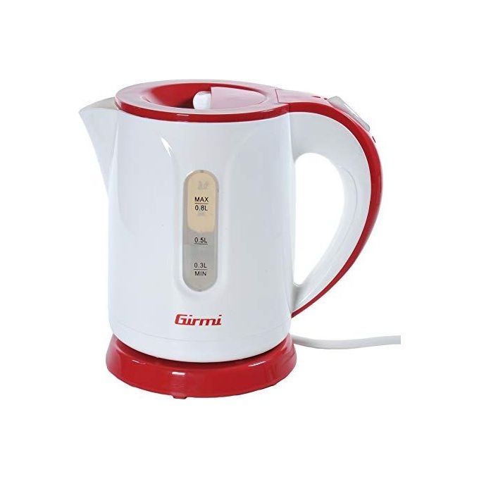Girmi BL1000 Bollitore Elettrico 0,8 L 1100W Spegnimento Automatico Base Girevole 360° colore Bianco Rosso