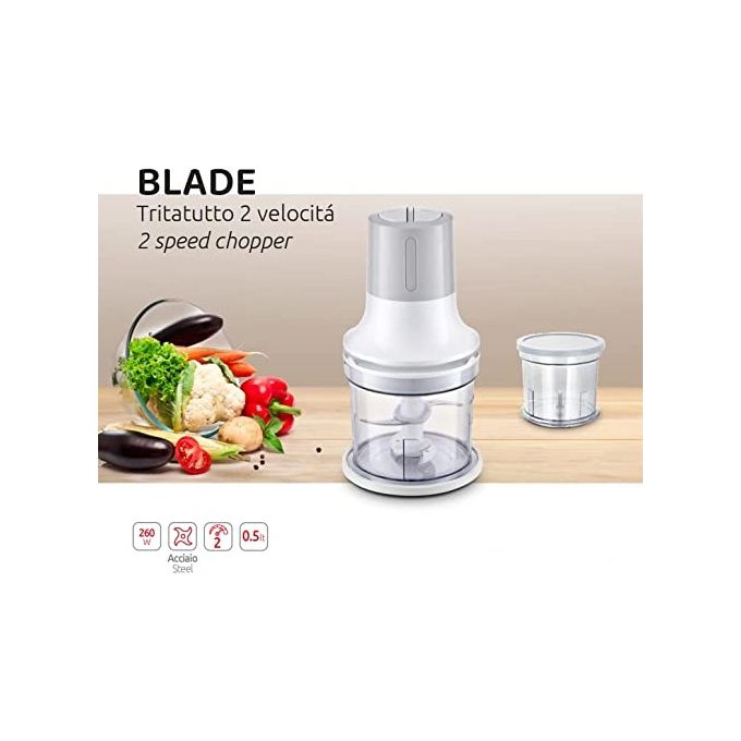 Melchioni 118410020 BLADE Tritatutto 0,5 L 260 W 2 velocita' colore Bianco
