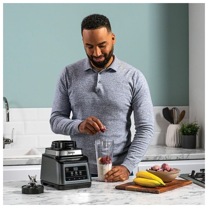 Ninja BN750EU Frullatore 2 in 1 Auto-iQ 1200 W Caraffa 2,1 L Bicchiere 700 ml Tritaghiaccio colore Nero