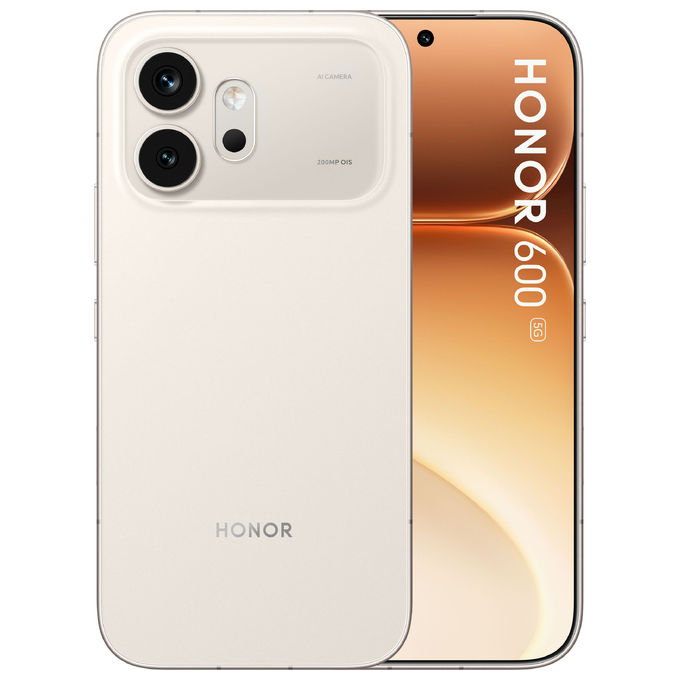 Honor 600, smartphone Android, 8 GB RAM, 256 GB, fotocamera AI 200 MP, batteria 6400 mAh, display 6.57'', gold, incluso Watch 2i