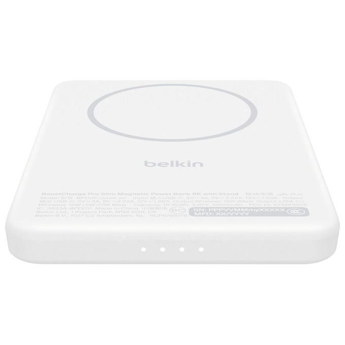 Belkin BPD011HQWH BoostCharge Power Bank 5000 mAh Ricarica Wireless 20 W USB-C Bianco