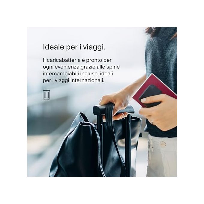 Belkin BPZ003 BoostCharge Caricabatteria da Parete e Power Bank 25W USB-C PD 3.0 PPS 5000mAh 2 Porte Portatile Ricarica Veloce colore Nero