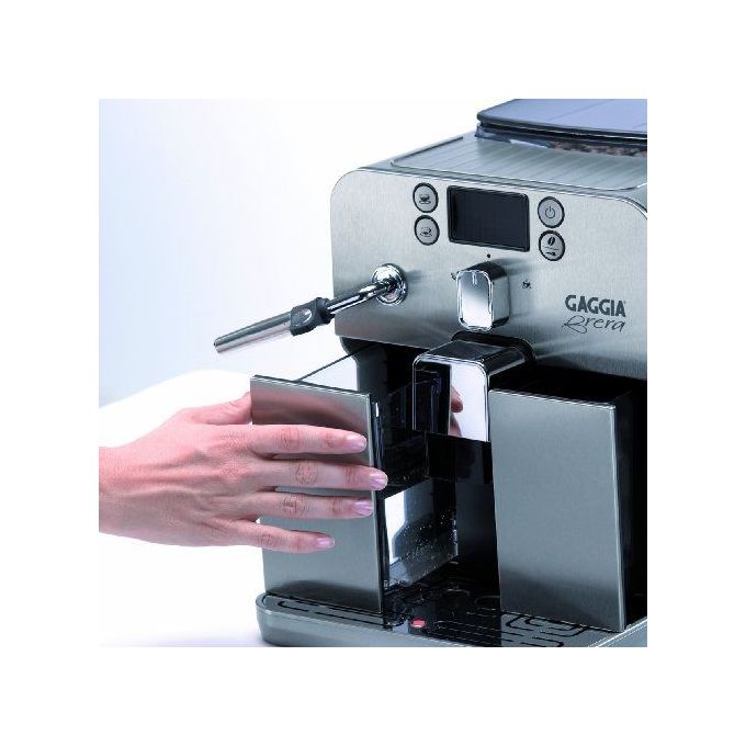 Gaggia RI9305-11 Brera Macchina da Caffe' Automatica per Espresso e Cappuccino Caffe' in Grani o Macinato 1400 W Argento-Nero Brera Black Solo Macchina