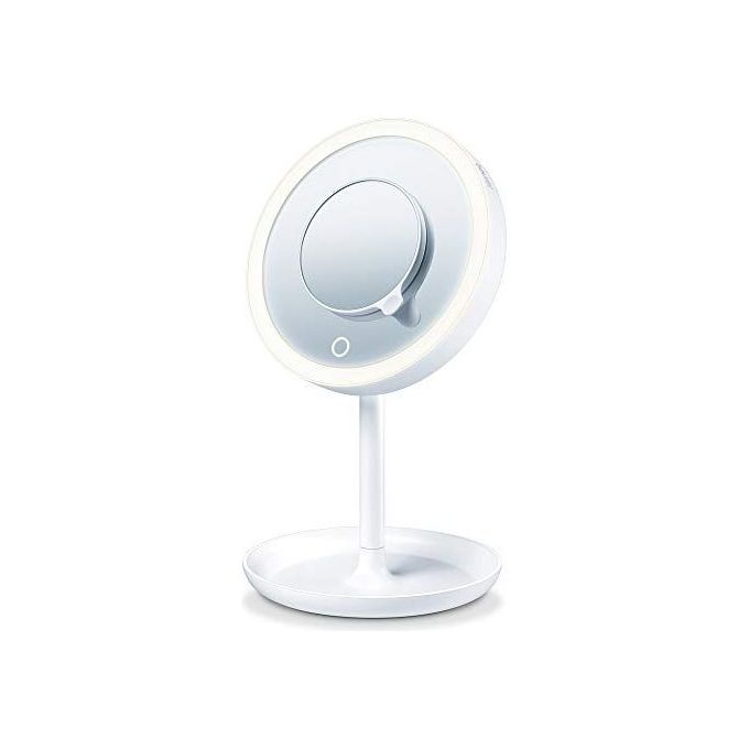 Beurer BS 45 Specchio Cosmetico con Illuminazione Led Regolabile Ingrandimento 5X e Base Porta Oggetti