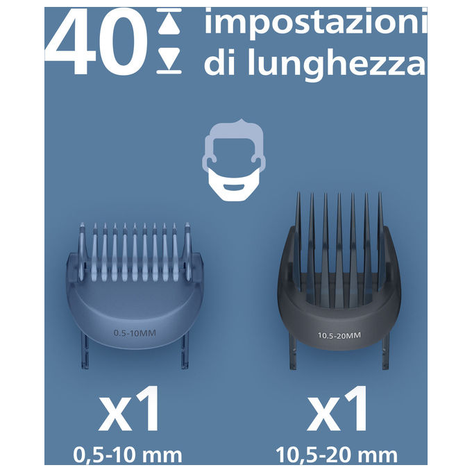 Philips, Regolabarba, Serie 3000 BT3620-15, Lame Arrotondate, Nero