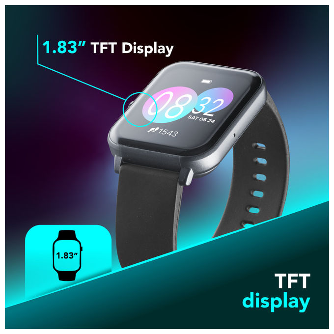 Cellularline Smartwatch Bluetooth Ion Pro Square Display 1.83'' Monitoraggio Sonno e Stress