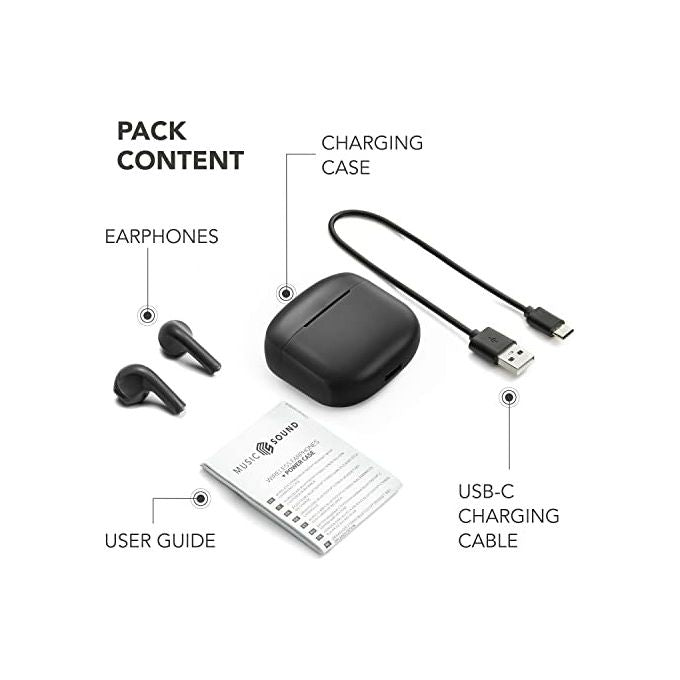 Music Sound Auricolare Bluetooth Tws Swag Nero