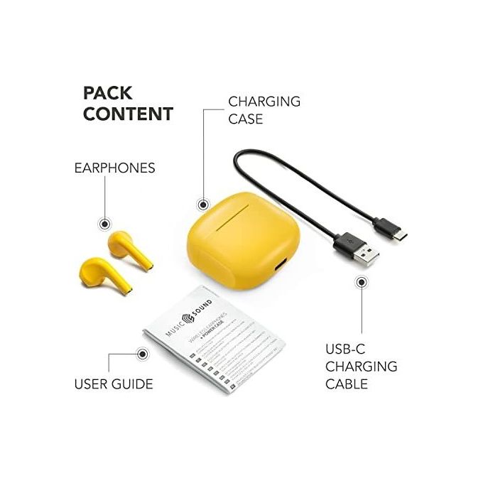 Cellularline BTMSTWSSWAGY Swag Auricolari TWS Bluetooth 5.1 In-ear Touch 20H custodia di ricarica USB-C colore Giallo