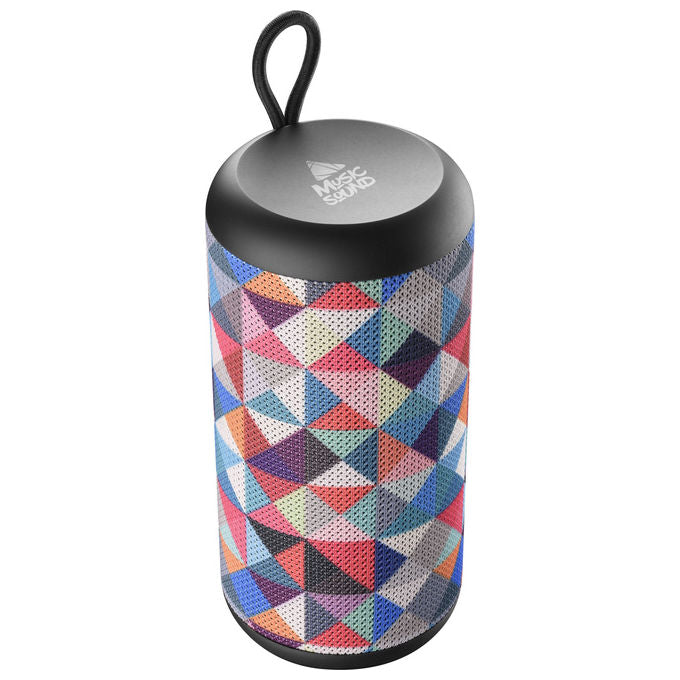 Music Sound speaker bluetooth verticale 5W, Bluetooth 5.0, 4 ore di autonomia, ingresso micro SD, USB, AUX, triangoli
