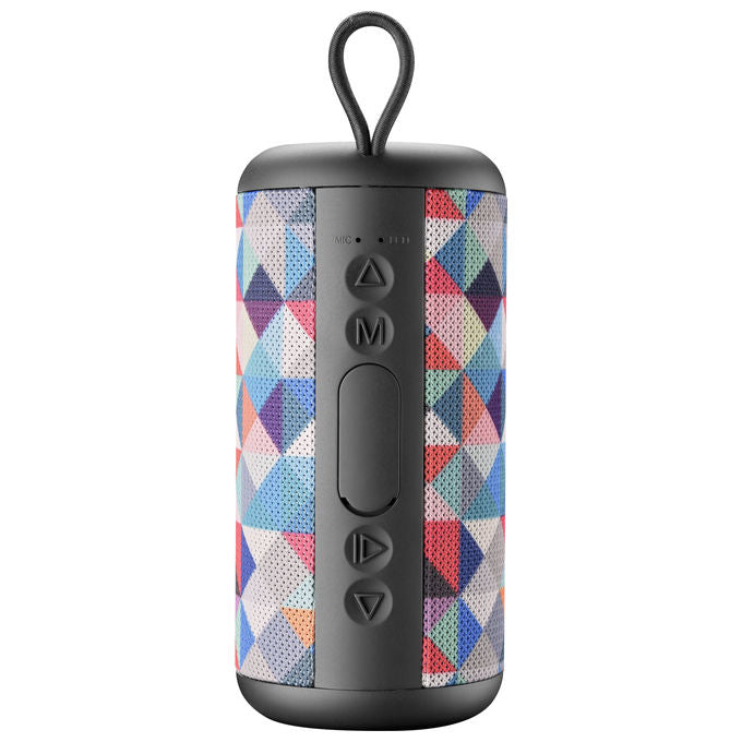 Music Sound speaker bluetooth verticale 5W, Bluetooth 5.0, 4 ore di autonomia, ingresso micro SD, USB, AUX, triangoli